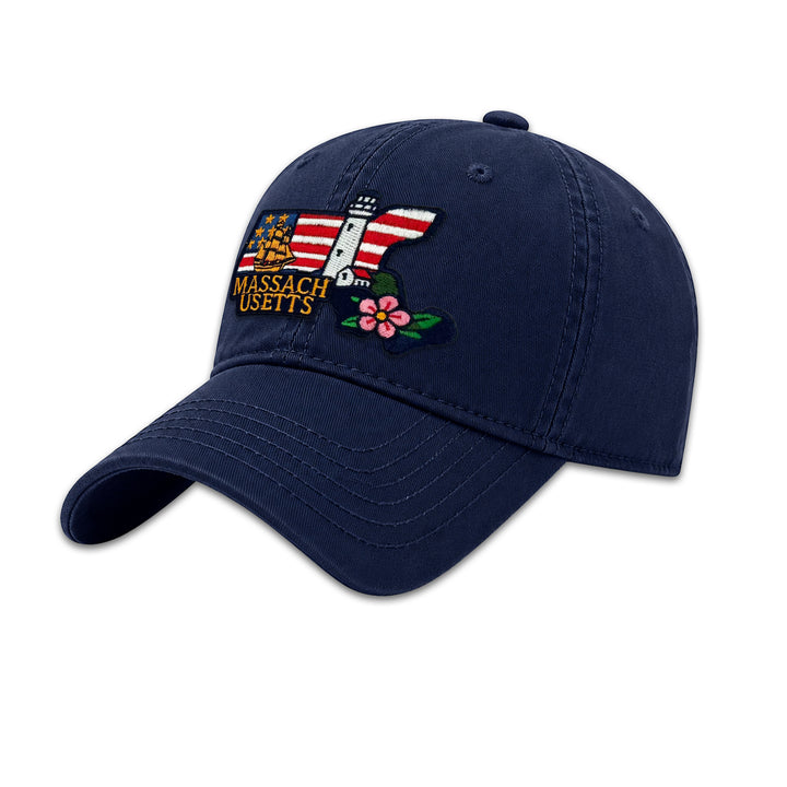 Massachusetts Lighthouse Embroidered State Patch Baseball Cap – Vintage Massachusetts Souvenir Hat