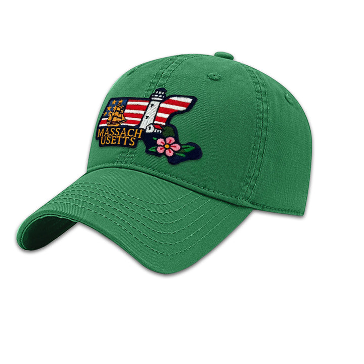 Massachusetts Lighthouse Embroidered State Patch Baseball Cap – Vintage Massachusetts Souvenir Hat