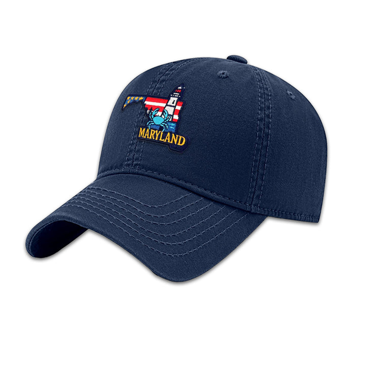Maryland Blue Crab Embroidered Baseball Cap – Coastal State Souvenir Dad Hat