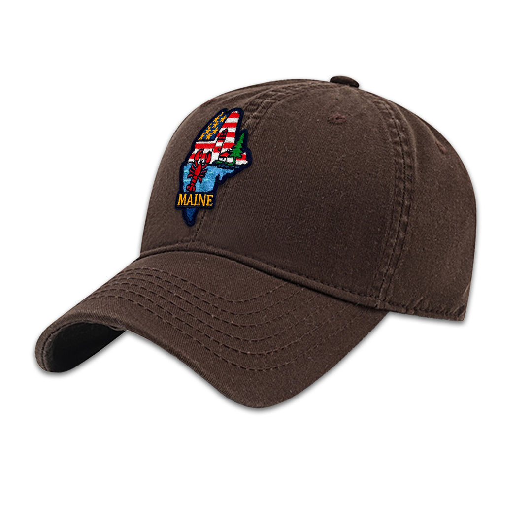 Maine Lighthouse & Lobster Embroidered Patch Baseball Cap