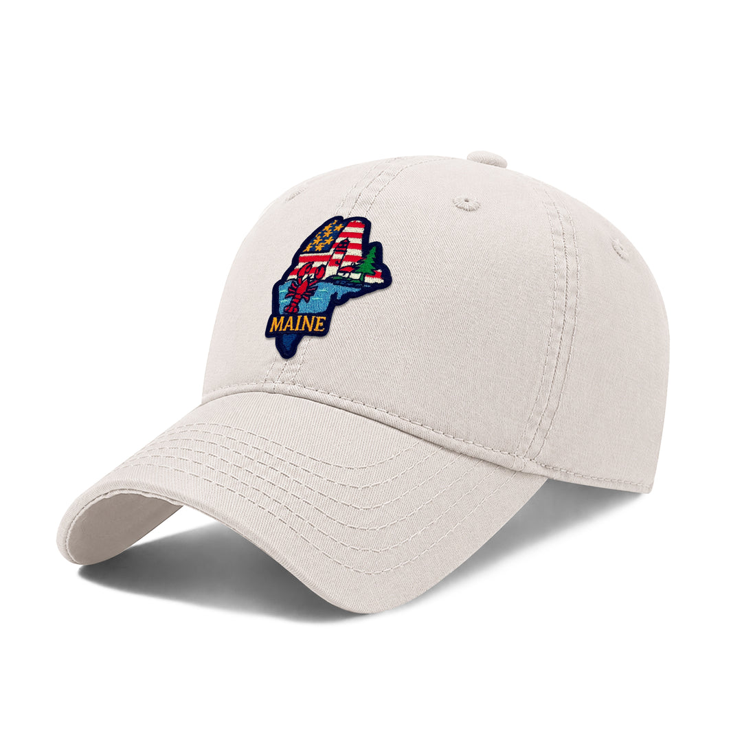 Maine Showcases State Icons Low Profile Garment Wash Cotton Baseball Caps Mens Womens