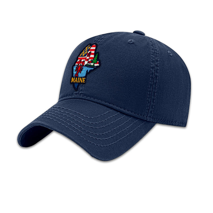Maine Lighthouse & Lobster Embroidered Patch Baseball Cap