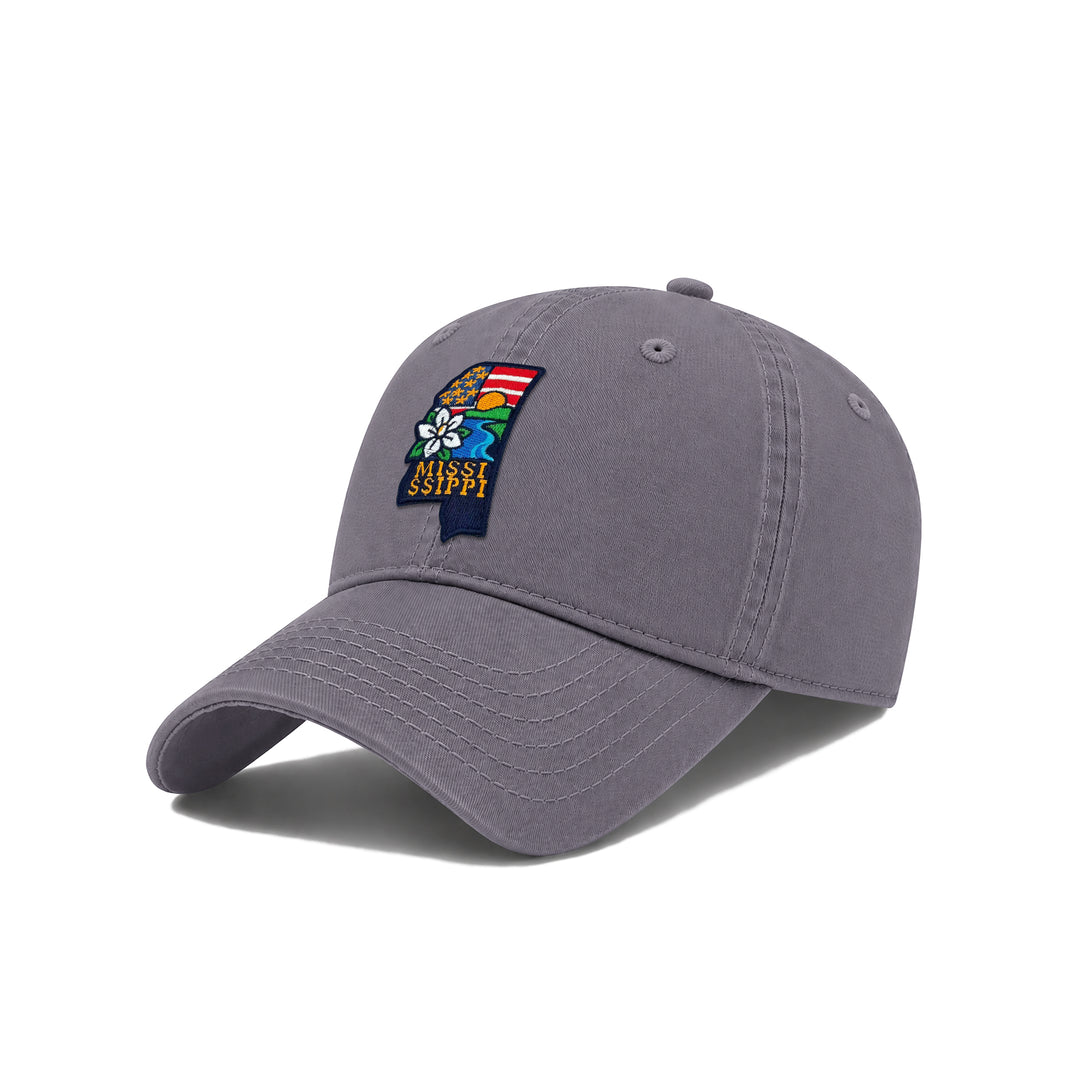 Mississippi Southern Classic Baseball Cap with Embroidered Magnolia Blossom Patch for Travel