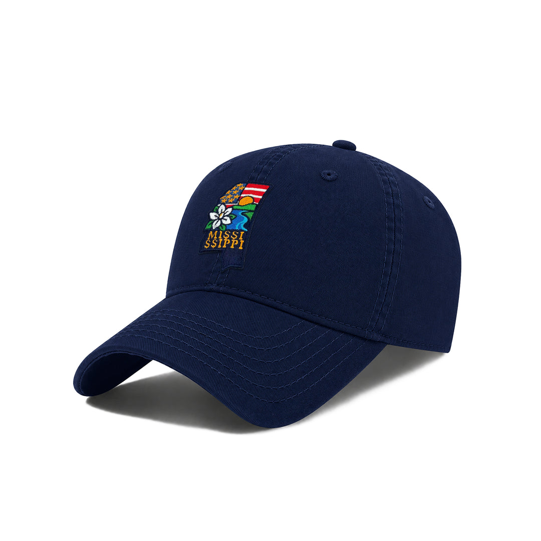 Mississippi Southern Classic Baseball Cap with Embroidered Magnolia Blossom Patch for Travel