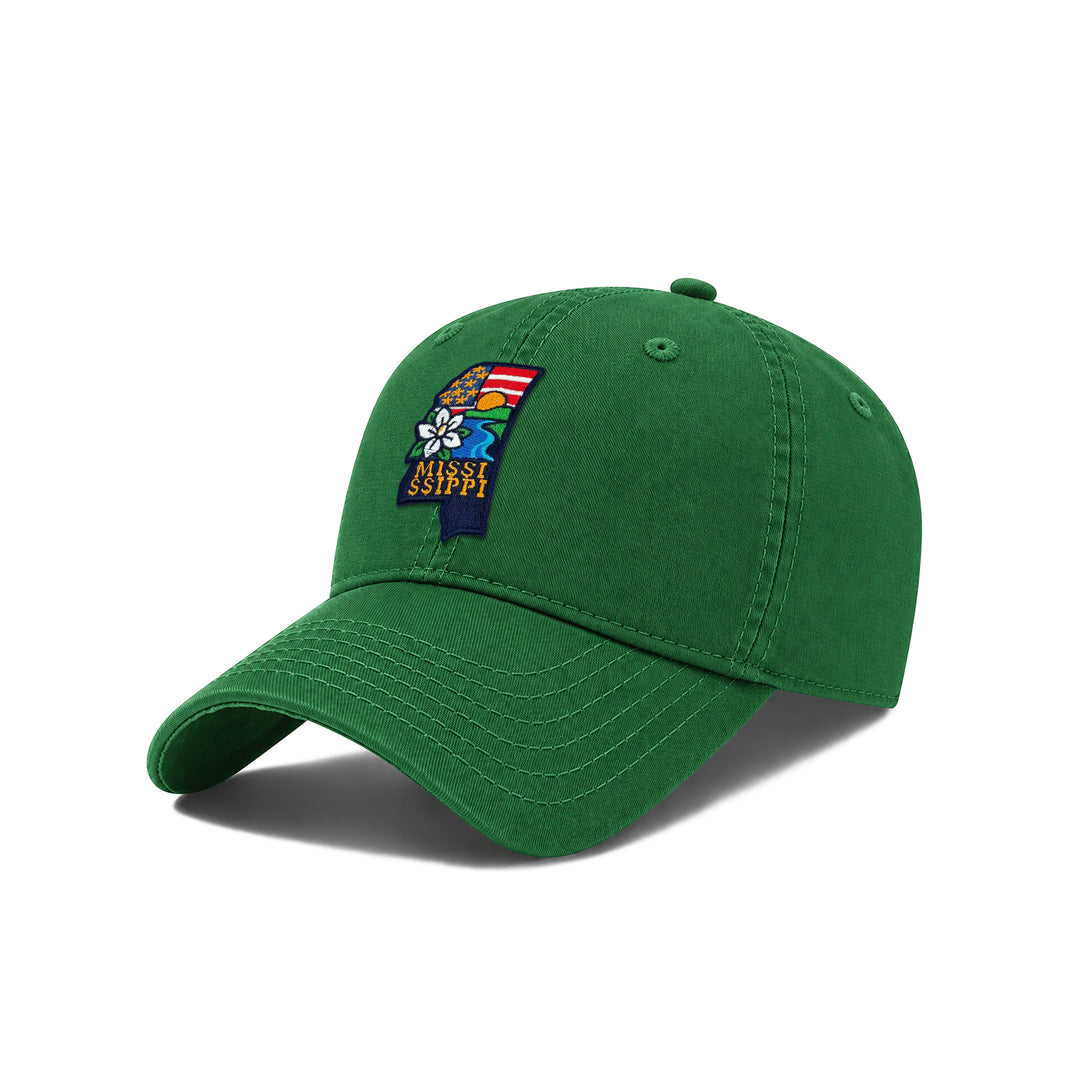 Mississippi Southern Classic Baseball Cap with Embroidered Magnolia Blossom Patch for Travel