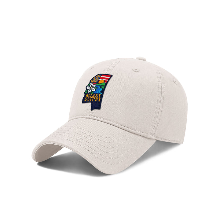 Mississippi Southern Classic Baseball Cap with Embroidered Magnolia Blossom Patch for Travel