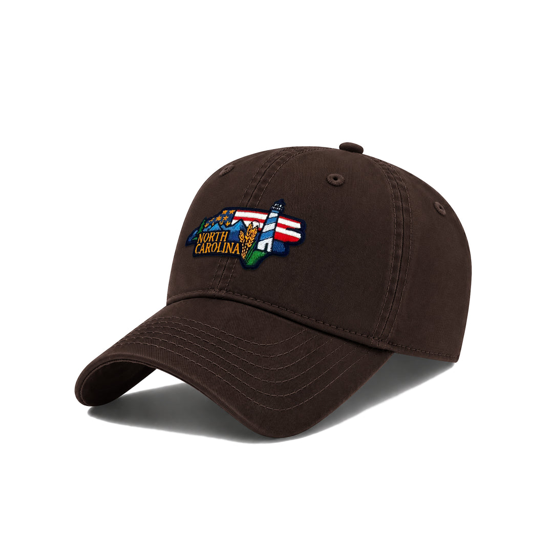 North Carolina Embodying State Icons Low Profile Garment Wash Cotton Baseball Caps Mens Womens