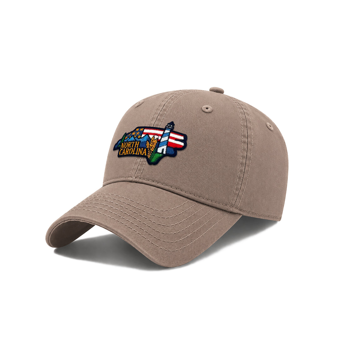 North Carolina Embodying State Icons Low Profile Garment Wash Cotton Baseball Caps Mens Womens