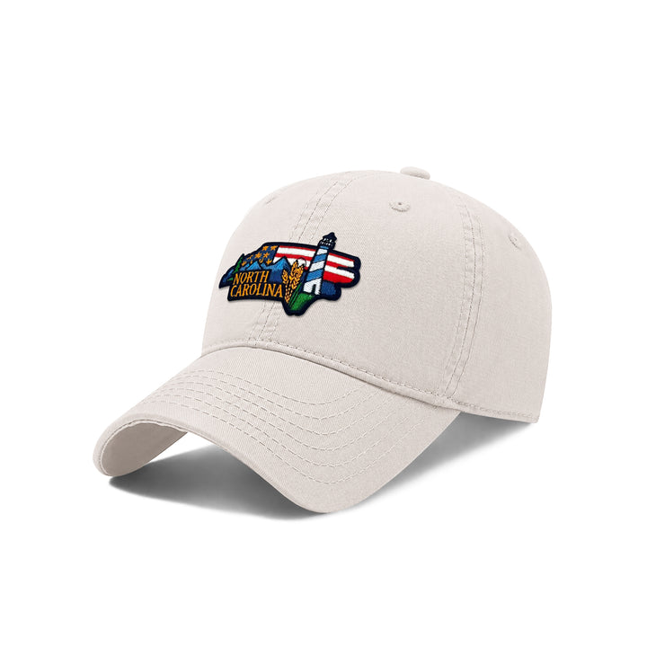 North Carolina Embodying State Icons Low Profile Garment Wash Cotton Baseball Caps Mens Womens