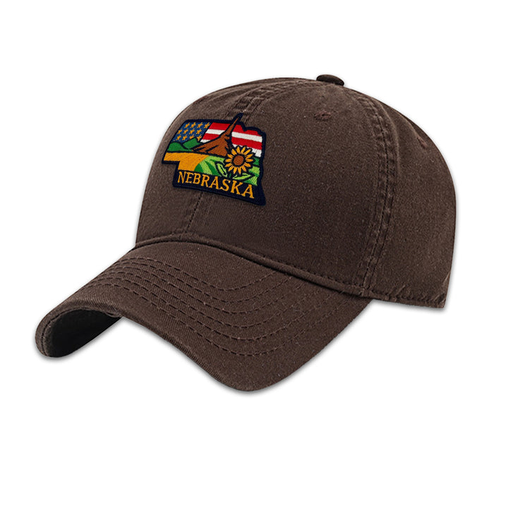 Nebraska Sunflower Embroidered Baseball Cap – Prairie State Travel Souvenir Hat