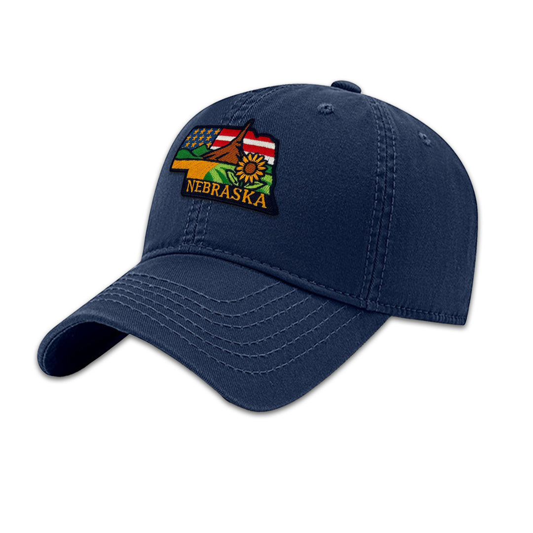 Nebraska Sunflower Embroidered Baseball Cap – Prairie State Travel Souvenir Hat