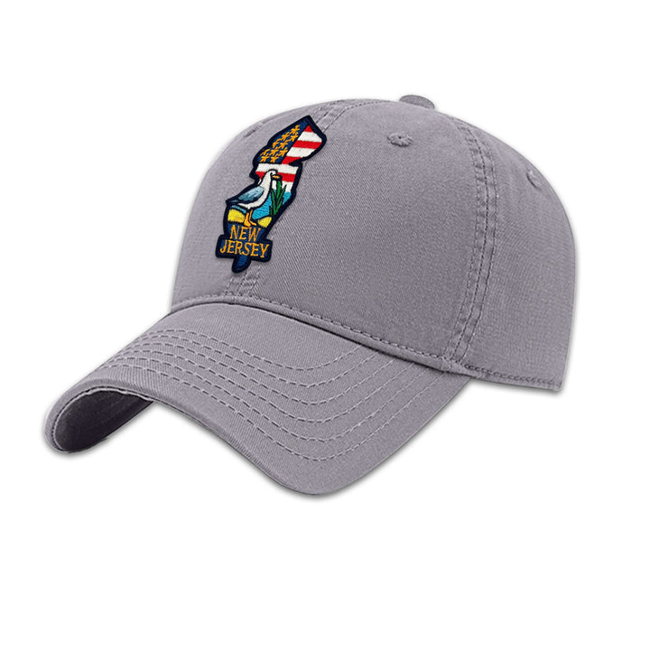 New Jersey State Shape Embroidered Baseball Cap – Travel Souvenir Gift