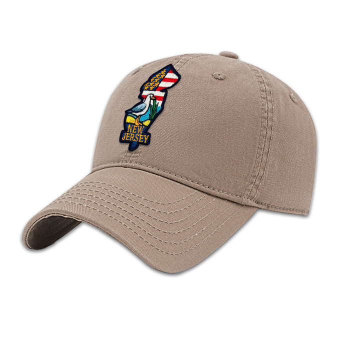 New Jersey State Shape Embroidered Baseball Cap – Travel Souvenir Gift