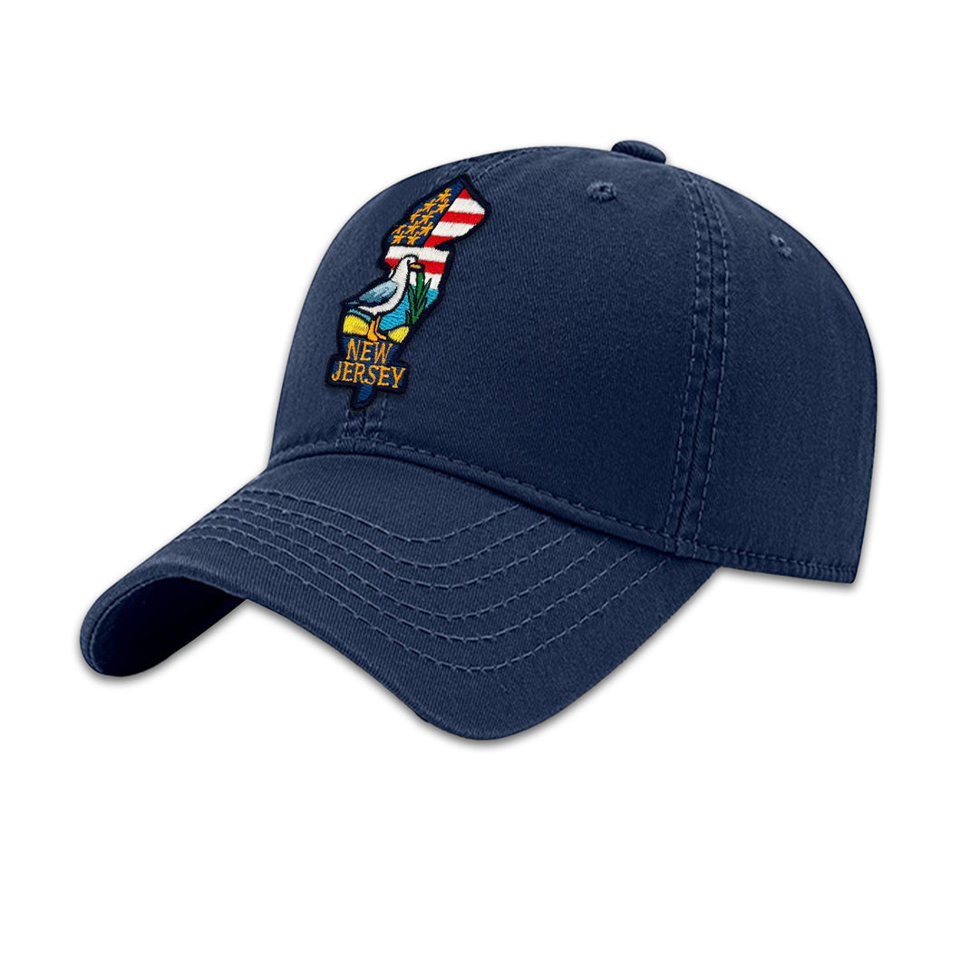 New Jersey State Shape Embroidered Baseball Cap – Travel Souvenir Gift