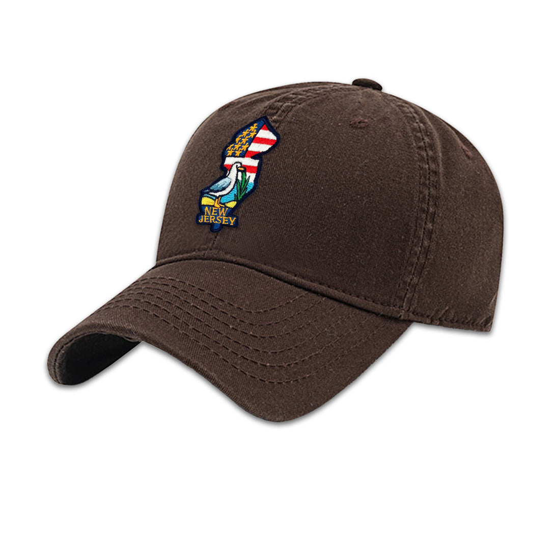 New Jersey State Embroidered Patch Baseball Cap – Coastal Wildlife Souvenir Hat
