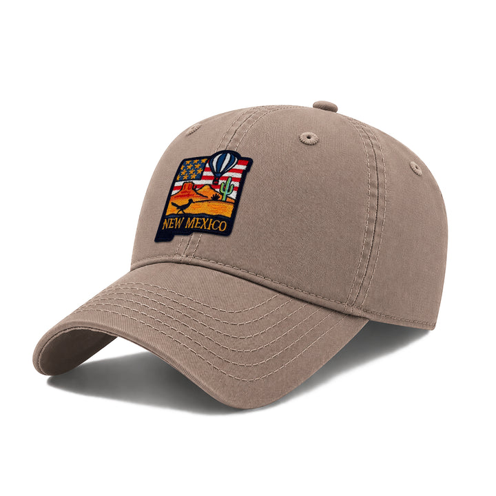 New Mexico Headwear Packing State Icons Low Profile Garment Wash Cotton Baseball Caps Mens Womens