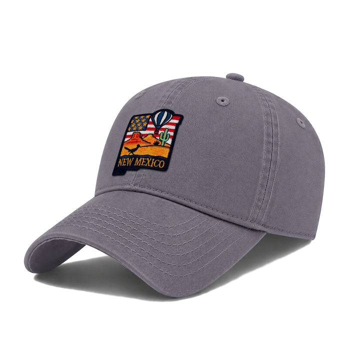New Mexico Headwear Packing State Icons Low Profile Garment Wash Cotton Baseball Caps Mens Womens