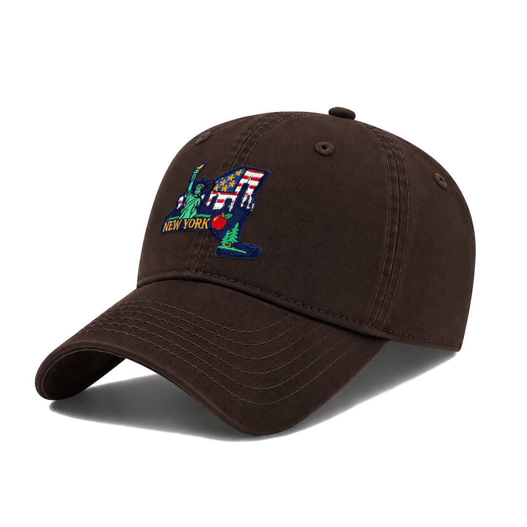 New York Washed Baseball Cap | Vintage Cotton Twill Adjustable Hat | Embroidered New York Travel Souvenir Cap