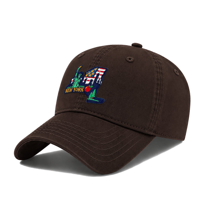 New York Washed Baseball Cap | Vintage Cotton Twill Adjustable Hat | Embroidered New York Travel Souvenir Cap