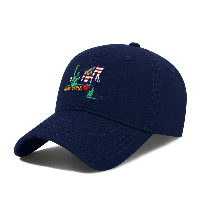 New York Washed Baseball Cap | Vintage Cotton Twill Adjustable Hat | Embroidered New York Travel Souvenir Cap