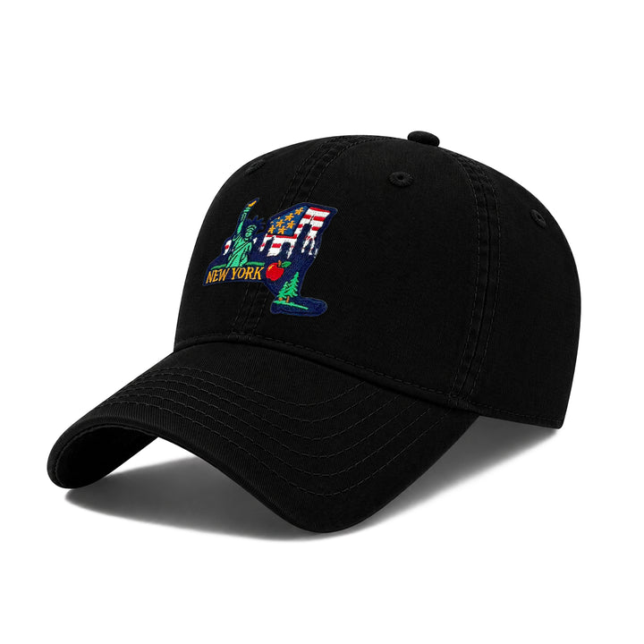 New York Washed Baseball Cap | Vintage Cotton Twill Adjustable Hat | Embroidered New York Travel Souvenir Cap