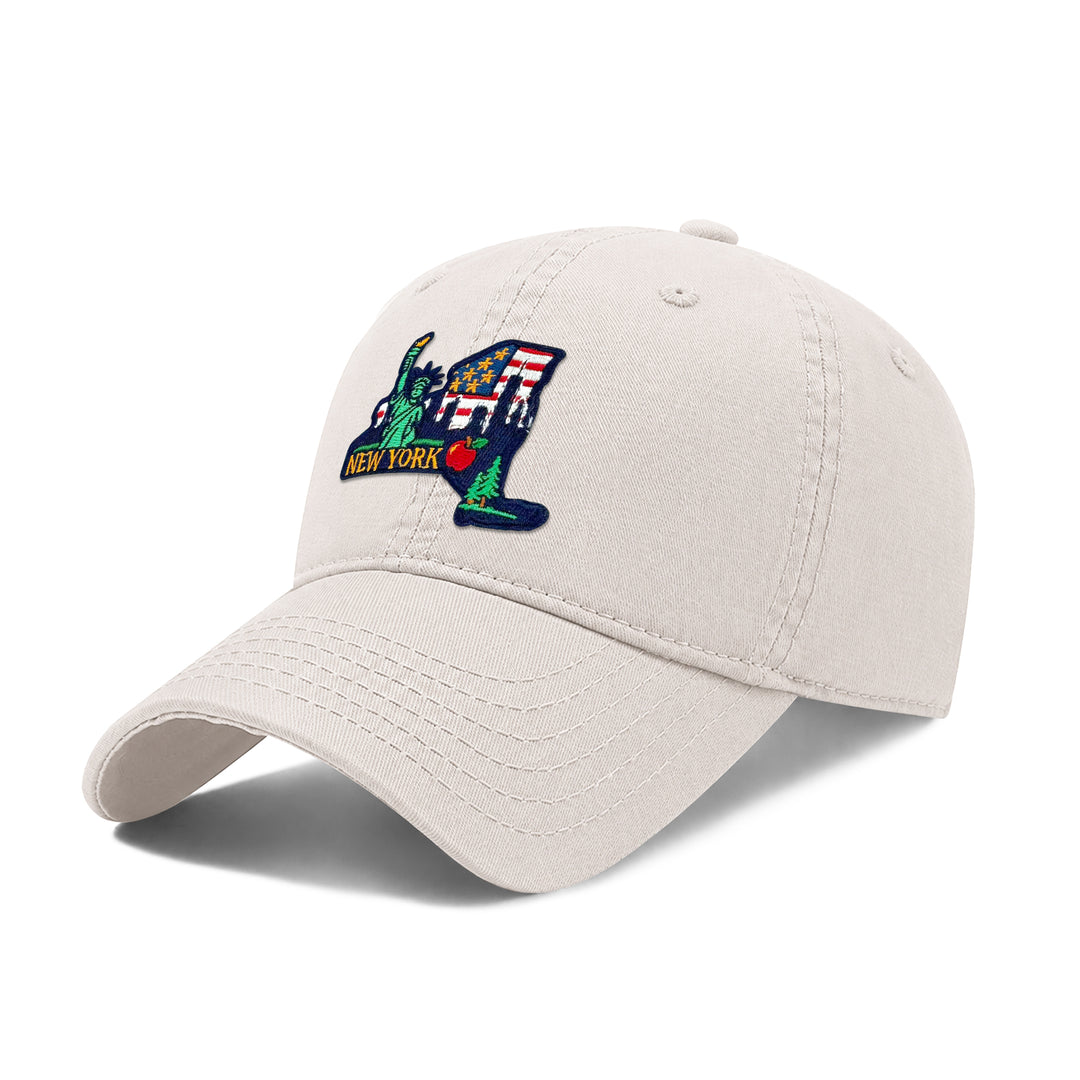 New York Washed Baseball Cap | Vintage Cotton Twill Adjustable Hat | Embroidered New York Travel Souvenir Cap
