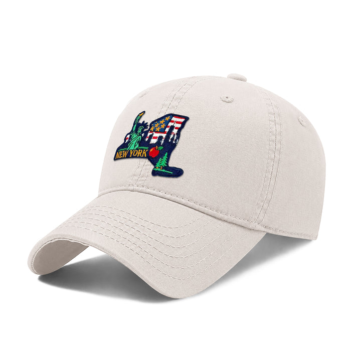New York Washed Baseball Cap | Vintage Cotton Twill Adjustable Hat | Embroidered New York Travel Souvenir Cap