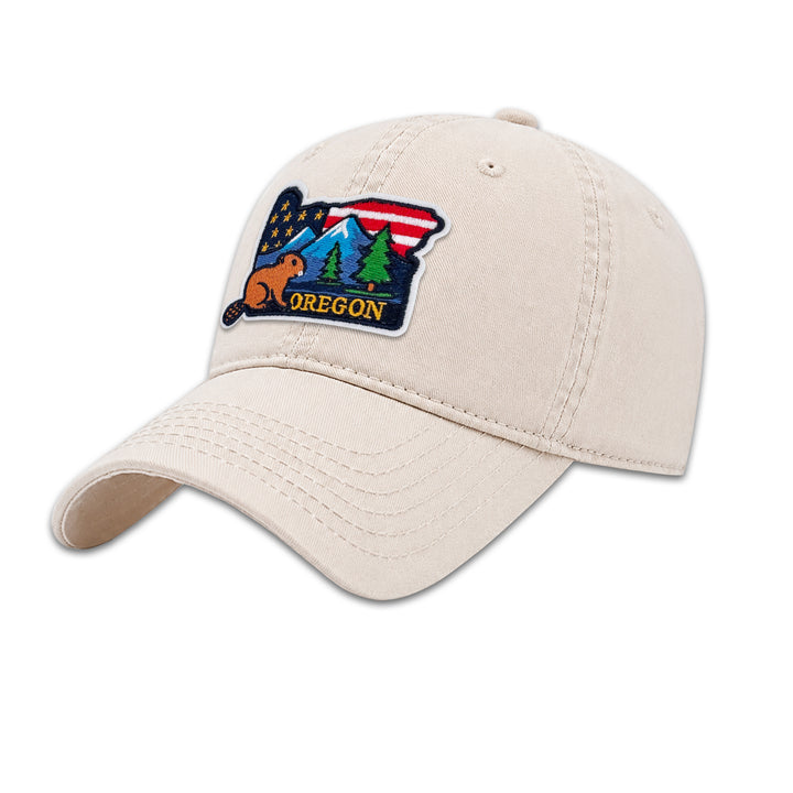 Oregon Beaver Embroidered Patch Baseball Cap – Oregon State Souvenir Hat with Mountain & Forest Design