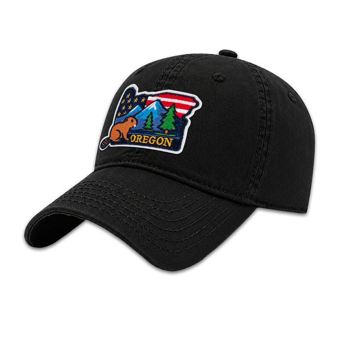 Oregon Beaver Embroidered Patch Baseball Cap – Oregon State Souvenir Hat with Mountain & Forest Design