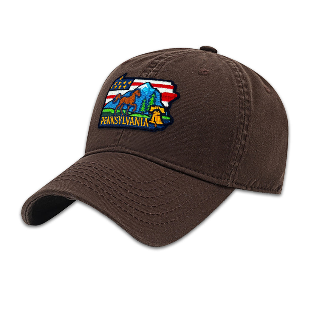 Pennsylvania State Embroidered Patch Baseball Cap – State Pride Travel Souvenir Hat