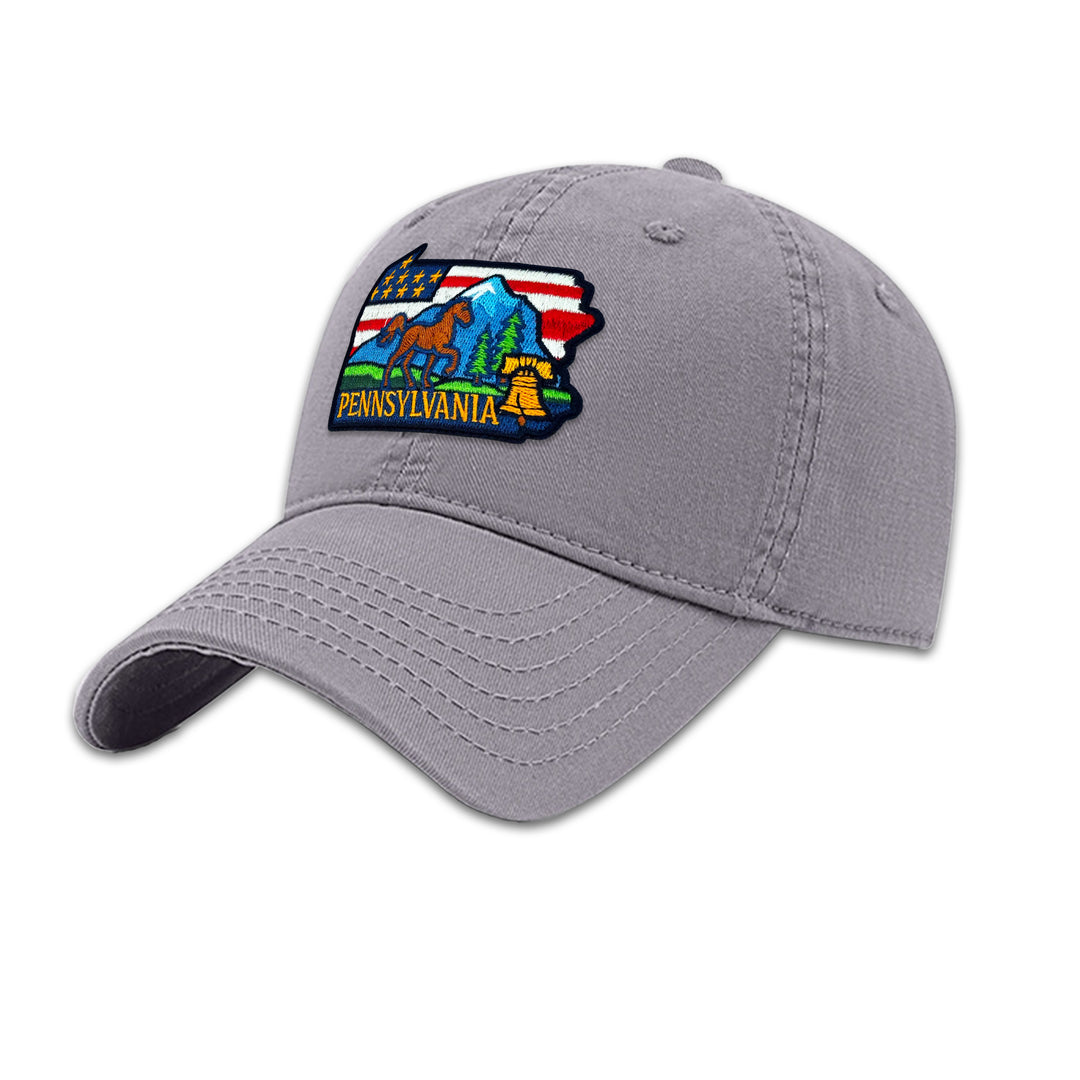 Pennsylvania State Embroidered Patch Baseball Cap – State Pride Travel Souvenir Hat