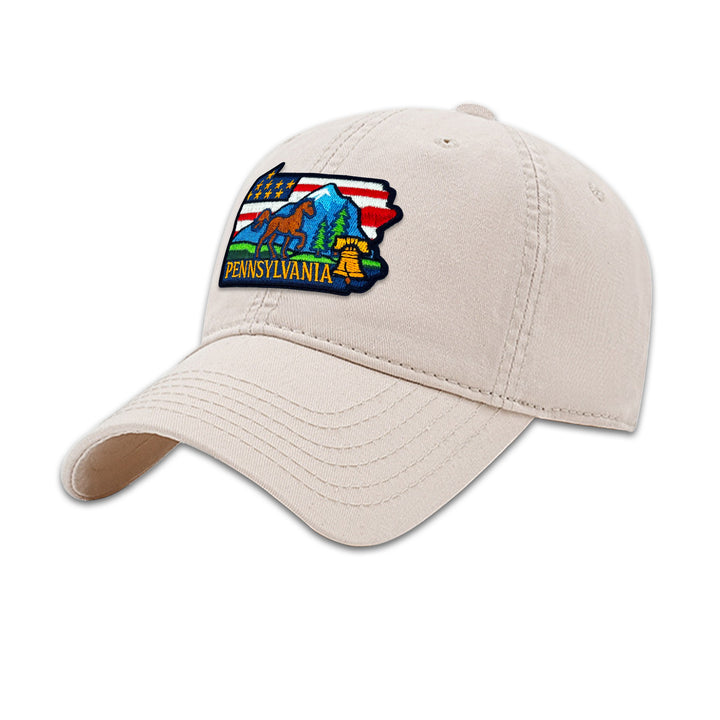 Pennsylvania State Embroidered Patch Baseball Cap – State Pride Travel Souvenir Hat