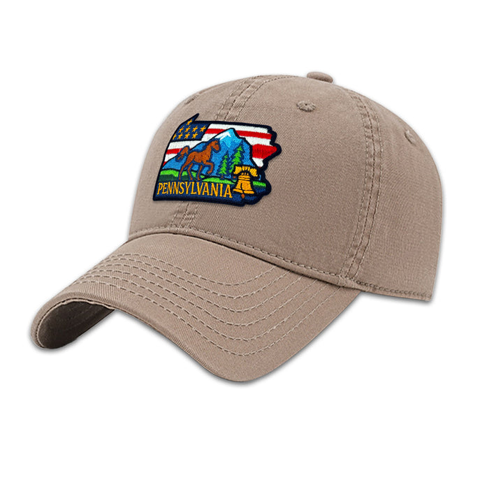 Pennsylvania State Embroidered Patch Baseball Cap – State Pride Travel Souvenir Hat