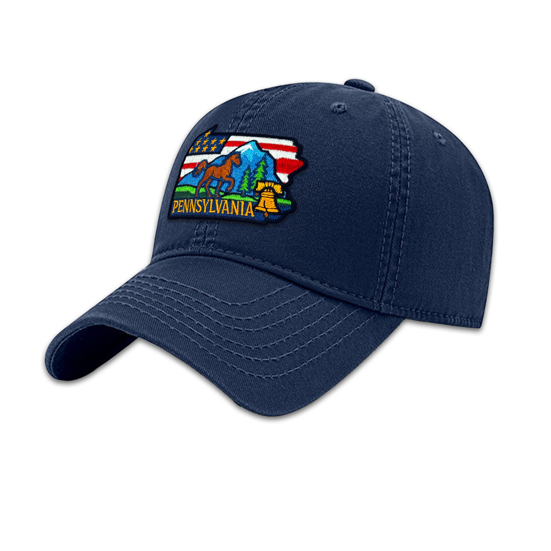 Pennsylvania State Embroidered Patch Baseball Cap – State Pride Travel Souvenir Hat