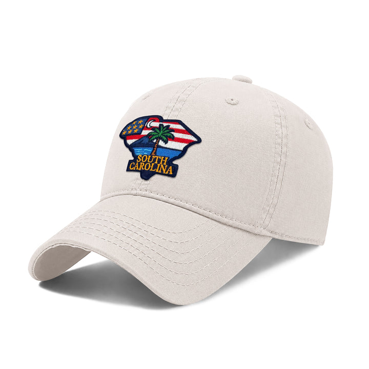 South Carolina Washed Baseball Cap | Vintage Cotton Twill Adjustable Hat | Embroidered South Carolina Travel Souvenir Cap
