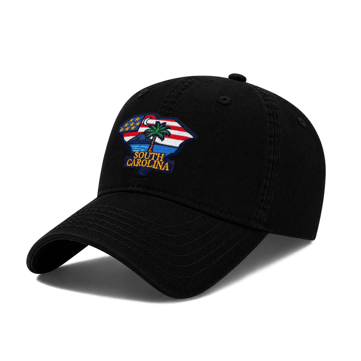 South Carolina Washed Baseball Cap | Vintage Cotton Twill Adjustable Hat | Embroidered South Carolina Travel Souvenir Cap