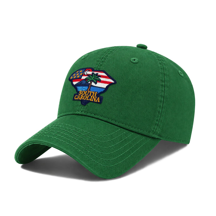 South Carolina Washed Baseball Cap | Vintage Cotton Twill Adjustable Hat | Embroidered South Carolina Travel Souvenir Cap