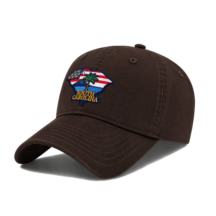 South Carolina Washed Baseball Cap | Vintage Cotton Twill Adjustable Hat | Embroidered South Carolina Travel Souvenir Cap