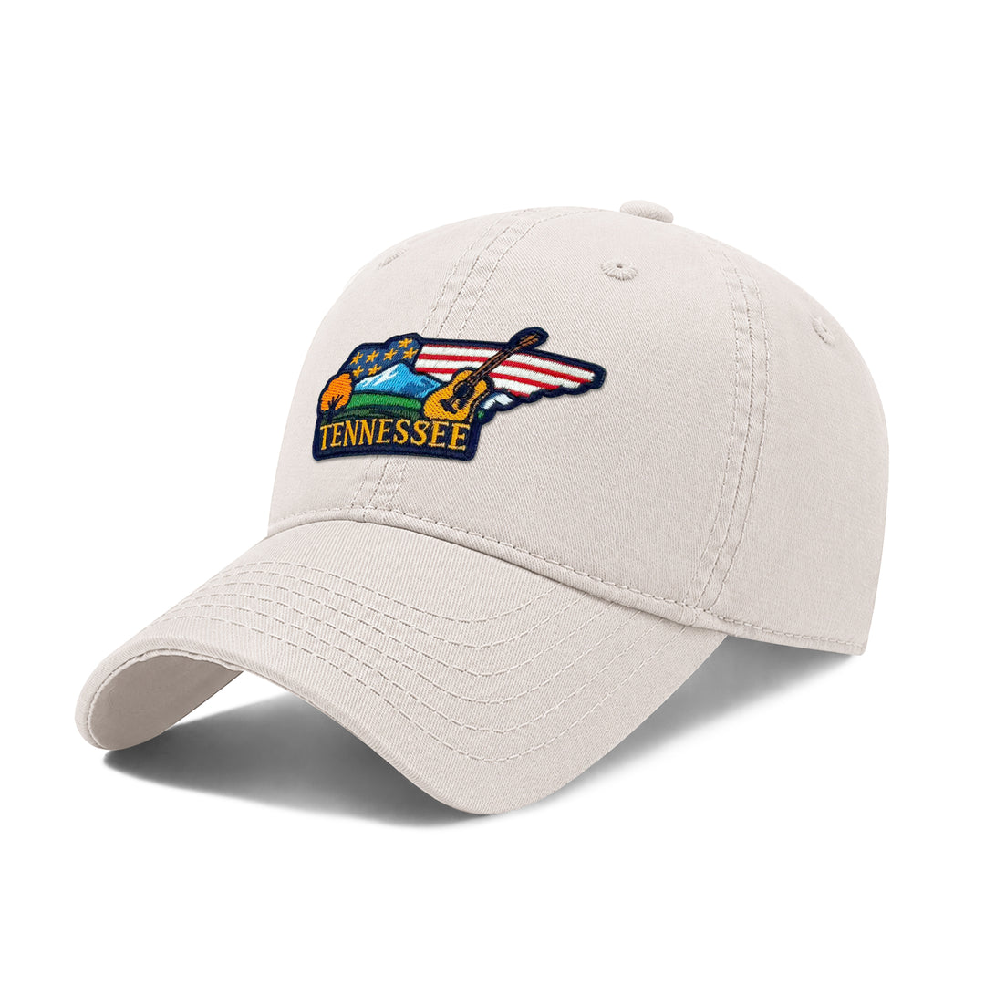 Tennessee Tennessee Music Washed Baseball Cap | Vintage Cotton Twill Adjustable Hat | Embroidered Tennessee Travel Souvenir Cap