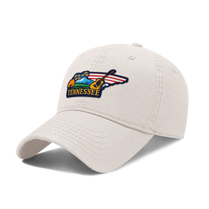 Tennessee Tennessee Music Washed Baseball Cap | Vintage Cotton Twill Adjustable Hat | Embroidered Tennessee Travel Souvenir Cap