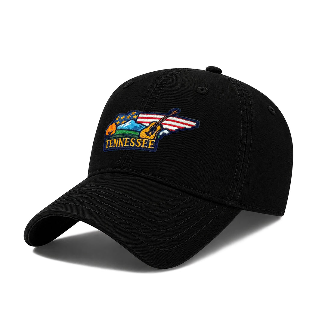 Tennessee Tennessee Music Washed Baseball Cap | Vintage Cotton Twill Adjustable Hat | Embroidered Tennessee Travel Souvenir Cap