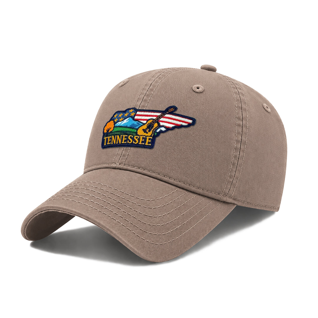 Tennessee Tennessee Music Washed Baseball Cap | Vintage Cotton Twill Adjustable Hat | Embroidered Tennessee Travel Souvenir Cap