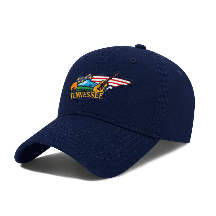 Tennessee Tennessee Music Washed Baseball Cap | Vintage Cotton Twill Adjustable Hat | Embroidered Tennessee Travel Souvenir Cap