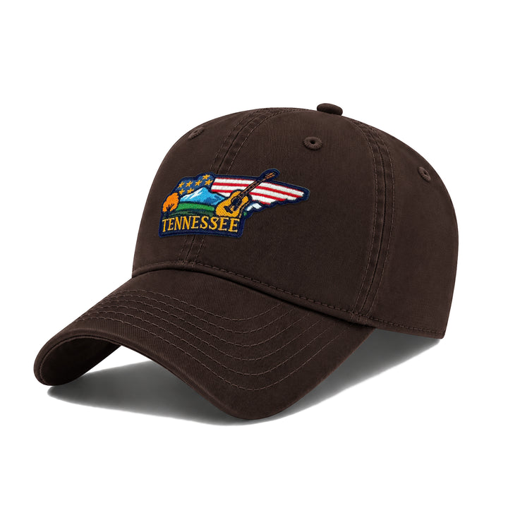 Tennessee Tennessee Music Washed Baseball Cap | Vintage Cotton Twill Adjustable Hat | Embroidered Tennessee Travel Souvenir Cap