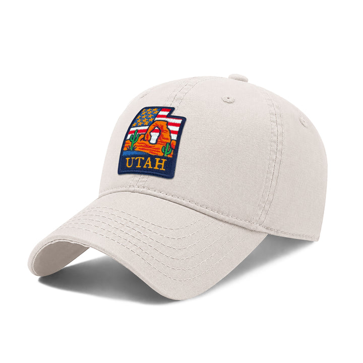 Utah Washed Baseball Cap | Vintage Cotton Twill Adjustable Hat | Embroidered Utah National Parks Travel Souvenir Cap