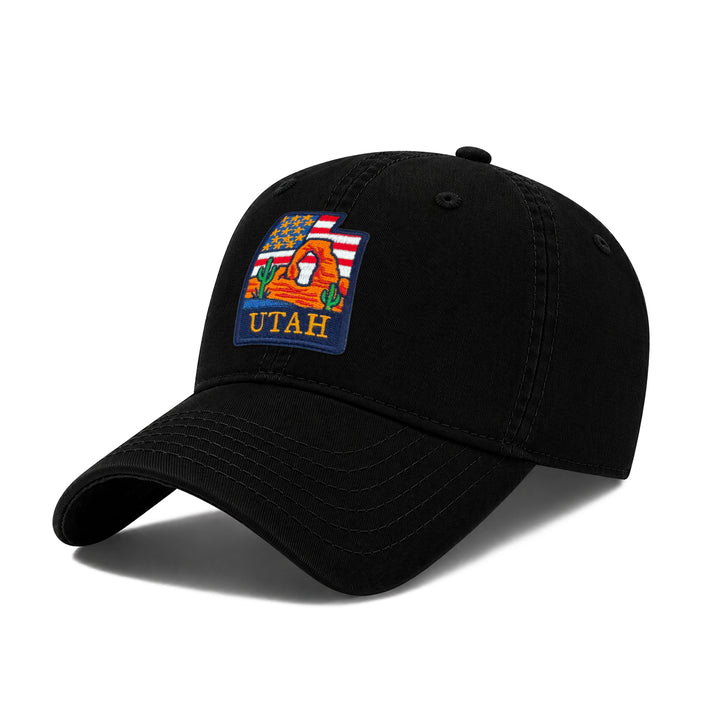 Utah Washed Baseball Cap | Vintage Cotton Twill Adjustable Hat | Embroidered Utah National Parks Travel Souvenir Cap