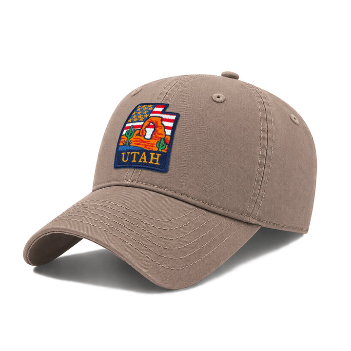 Utah Washed Baseball Cap | Vintage Cotton Twill Adjustable Hat | Embroidered Utah National Parks Travel Souvenir Cap