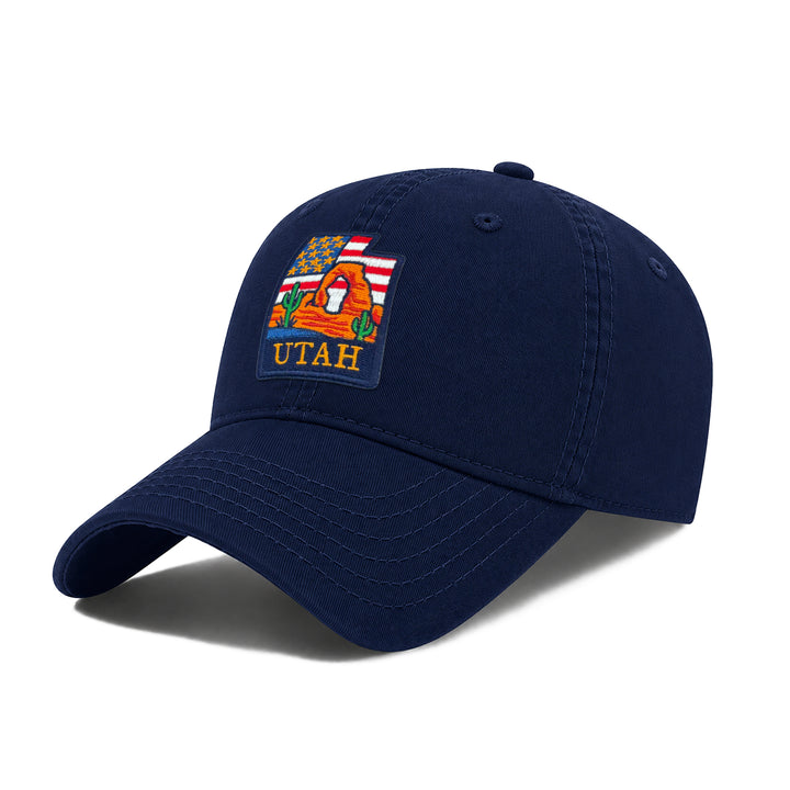 Utah Washed Baseball Cap | Vintage Cotton Twill Adjustable Hat | Embroidered Utah National Parks Travel Souvenir Cap