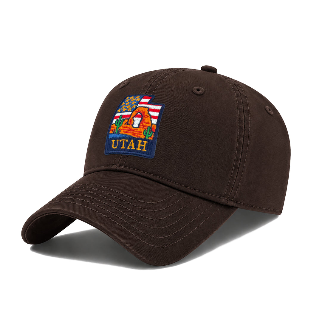 Utah Washed Baseball Cap | Vintage Cotton Twill Adjustable Hat | Embroidered Utah National Parks Travel Souvenir Cap