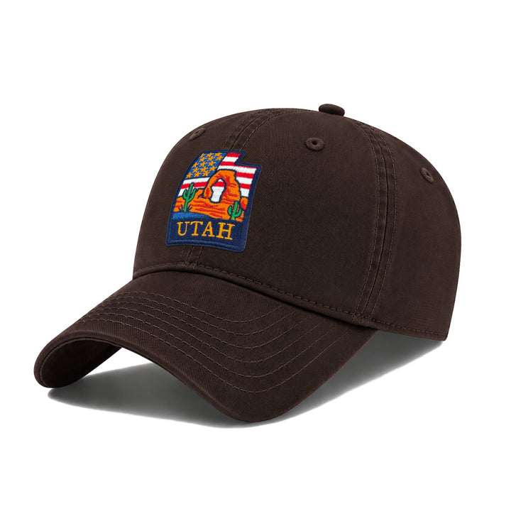 Utah Washed Baseball Cap | Vintage Cotton Twill Adjustable Hat | Embroidered Utah National Parks Travel Souvenir Cap